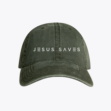 Load image into Gallery viewer, Jesus Saves Dad Hat - Olive (PRE-ORDER)