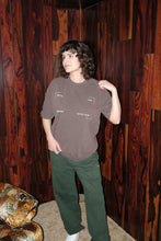 Load image into Gallery viewer, Modern Brown VHS-themed Christian T-shirt with an oversized fit and nostalgic back graphic that may remind you of an old newspaper ad. Theme is based on Hebrews 13:8 that says, "Jesus Christ is the same yesterday today and forever."  Edit alt text

